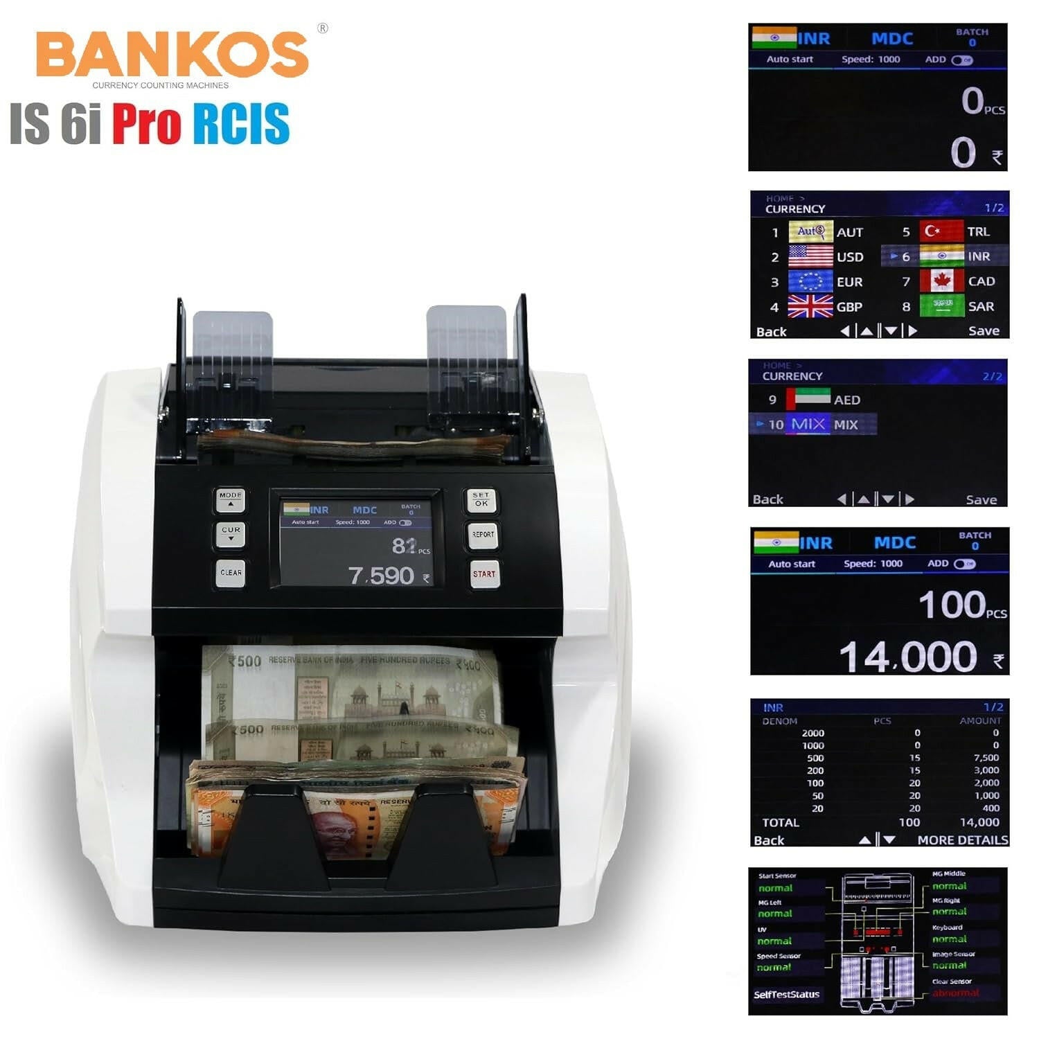 Bankos IS 6i PRO CIS MIX VALUE Note Counting Machine with Counterfeit Notes Detection - Perfect Computer Agencies