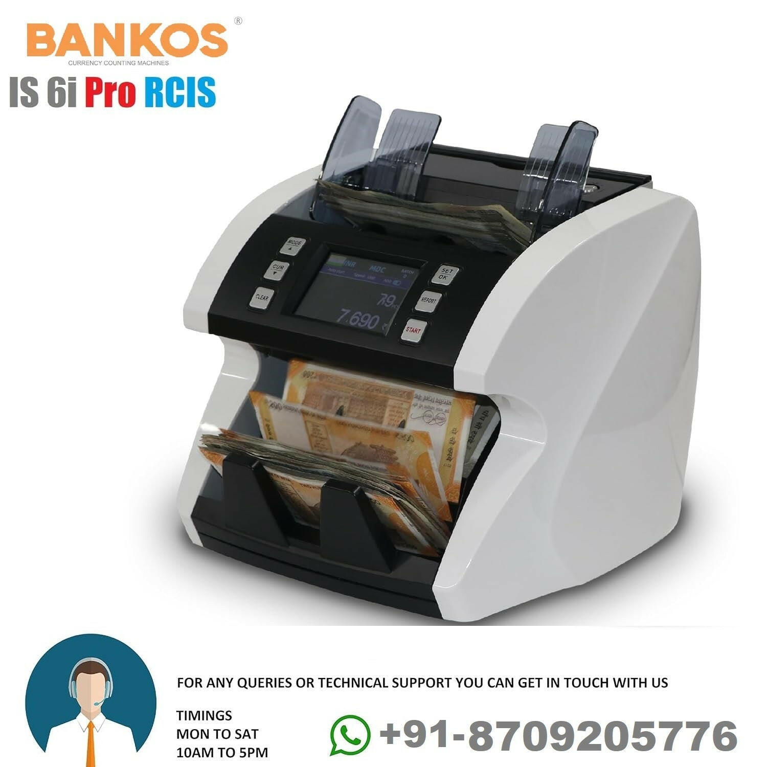 Bankos IS 6i PRO CIS MIX VALUE Note Counting Machine with Counterfeit Notes Detection - Perfect Computer Agencies