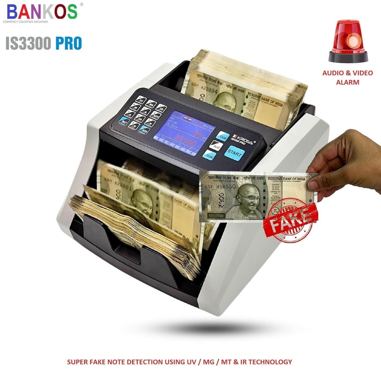 Bankos- IS3300 PRO Mini Note Counting Machine with Fake Note Detection.
