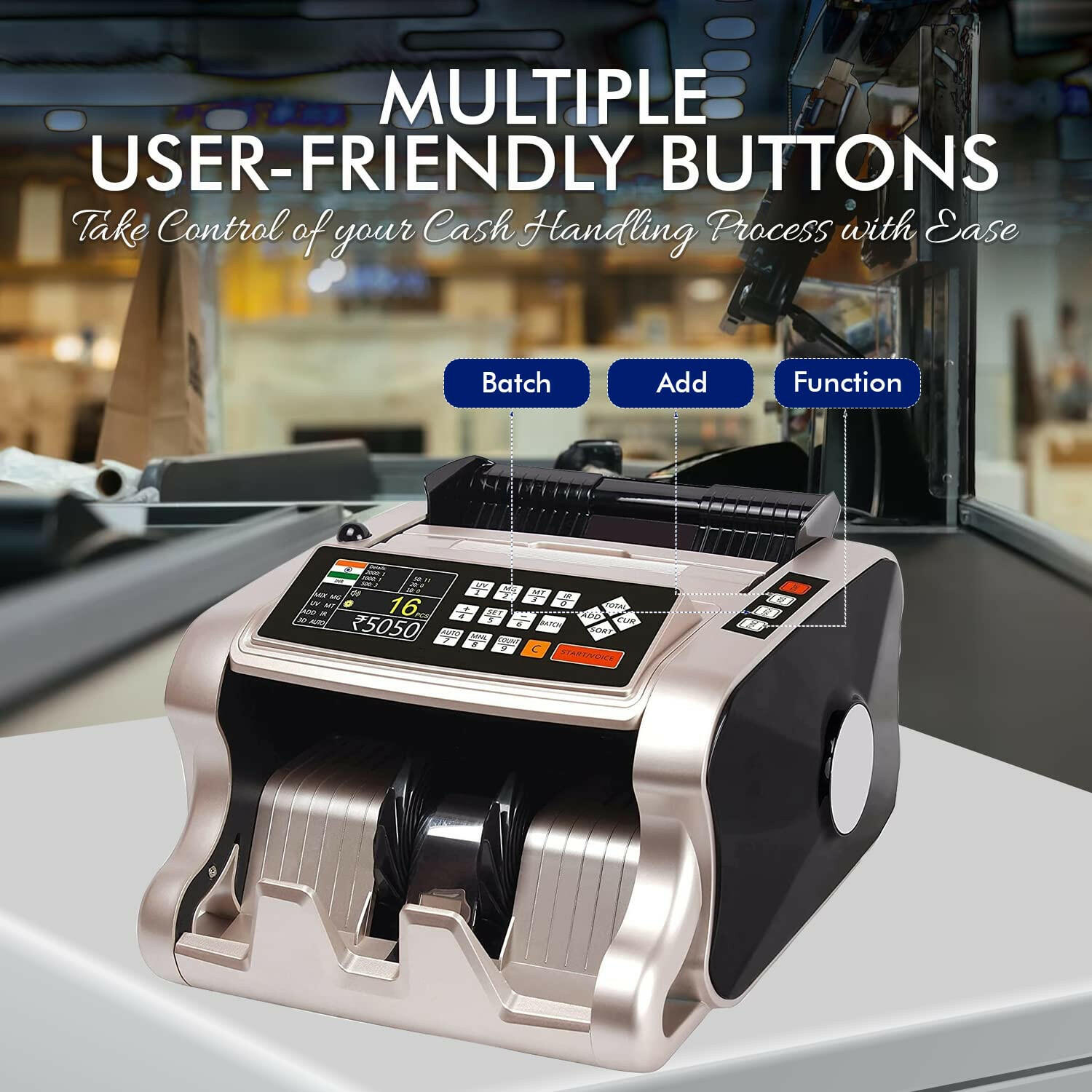 Bankos-4040 Mix Value Note Counting Machine with Fake Note Detection and Sorting.