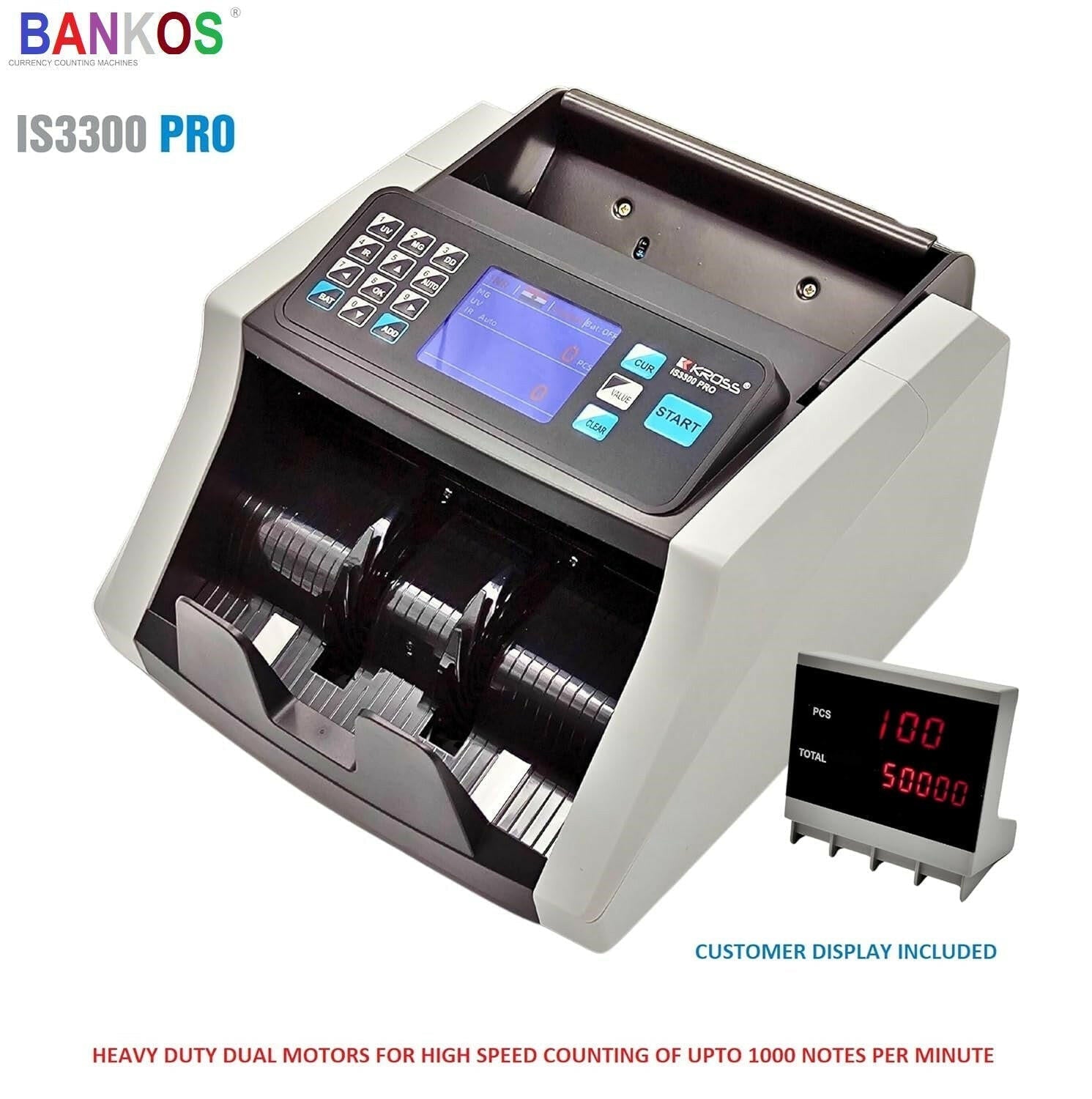 Bankos- IS3300 PRO Mini Note Counting Machine with Fake Note Detection.